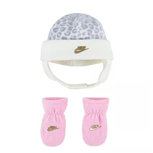NWT Toddler Nike Leopard Trapper Hat & Mittens Set - Picture 2 of 6
